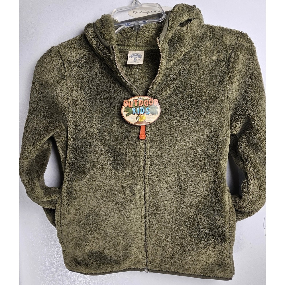 Outdoor Kids Olive Green Fleece Hooded Jacket Youth Size Medium‎